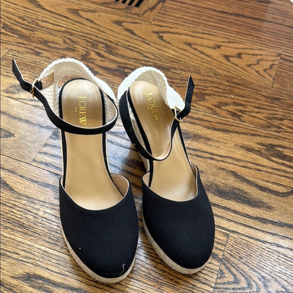 J. Crew Women's Black Espadrille Wedge Sandals